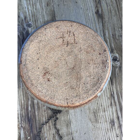 Vintage Speckle Studio Art Pottery Vase Rustic Signed Fern Agave Print - Picture 6 of 7